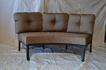 Elizabeth Outdoor Patio 2pc Curve Sofas Dark Bronze Cast Aluminum, Walnut Cushions
