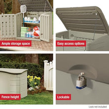 Rubbermaid Large Horizontal Resin Outdoor Storage Shed With Floor (5 x 4 Ft) Weather Resistant, Beige/Brown, Organization for Home/Backyard/Pool Chemicals/Toys/Garden Tools/Porch/Patio Cushions