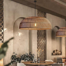 zhongheng Woven Pendant Light,Rustic Rattan Hanging Lamp Adjustable Handwoven Basket Shade Boho Fixtures for Kitchen Island Dining Room Bedroom Farmhouse Bar Foyer Hallway(23.6in)