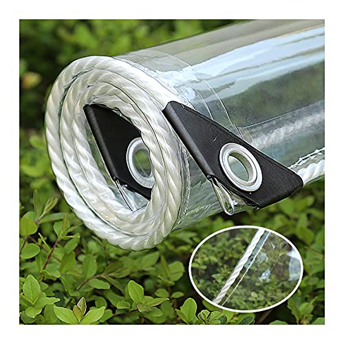 QWEASDF Transparent Canopies and Tarps, Heavy Duty PVC Clear Tarpaulin, Anti-Tear, Waterproof, UV Resistant for Patio Outdoor Camping Terrace Balcony Plant Cover Rainproof Cover,2.4x10m/7.8x32.8ft
