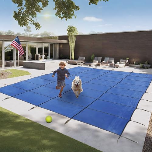 Freetime Fun Mesh Inground Pool Cover 25x45ft Blue