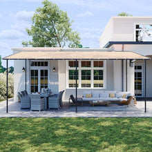 Breezestival 20x12 Lean to Pergola Outdoor Gazebo with Water Resistant & UV-Resistant, Sloped Roof Awning Wall-Mounted Canopy for Patio Backyard, Deck, or Garden Khaki