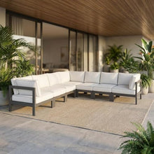 Outdoor Escape White Fabric Outdoor Patio Modular Sectional, Weather-Resistant Upholstery, Contemporary Design, Comfortable Seating, Outdoor Furniture