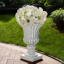 GDFStudio Antique White 26" Urn Planter – Handcrafted MGO Decorative Planter for Indoor Outdoor Use – Classic Garden Patio Living Room Flower Pot, 18.75"x18.75"x26.25", Sturdy, No Assembly Required