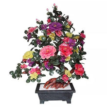 SYRIS Simulation Potted Plants Bonsai Tree Lobby Crafts Jade Carving Peony Bonsai Living Room Home Snei Decorations Office Floor Decorations Fake Plant Greenery Decor for Desk
