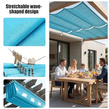 Retractable Sun Shade Canopy Cover Sliding Wave Shade Sail，Outdoor Hang Down U Shape Porch Wave Awning，for Pergola Patio Deck Yard Gazebo Outdoor，with Mounting Kit(W3.2*L6m/W10.50*L19.68ft)