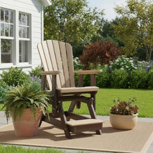 Outdoor Escape Brown Balcony Glider, Cedar Tudor Brown, Elevated Seating, Heavy Duty Poly Lumber, Tall Outdoor Chair, Durable Design