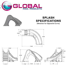 Global Pool Products Splash Inground Swimming Pool Water Slide Deck Mounted Right Curve Turn Gray