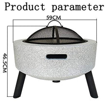 Outdoor Fire Pit Concrete Round and Wood Burning Fire Pit BBQ Grill Firepit Bowl Heaters with Grill Grate 3 in 1 Fireplace for Bonfire Barbecue in The Wild
