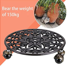 SIDUFHAOPKLL Cast Iron Plant Pallet Caddy Pot With Heavy Duty Wheels Round Flower Planter Trolley Casters Rolling Tray Coaster(E)