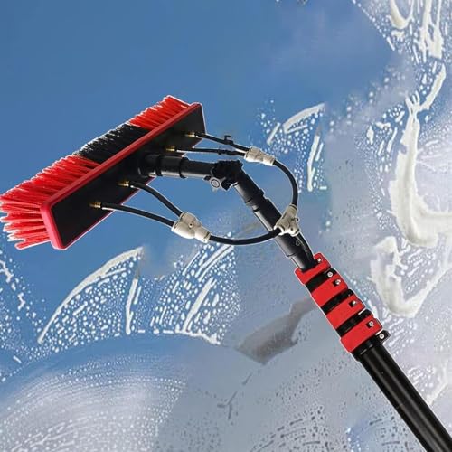 Kindevieft Water Fed Poles Kit, Adjustable Window Cleaning Poles Tool, Rotatable Brush Head Telescopic Cleaning Brush for Outdoor Window Glass Solar Panel,10.8M/36FT
