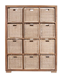 Deco 79 Wood Teak Rattan Basket 48x65 Inch Brown