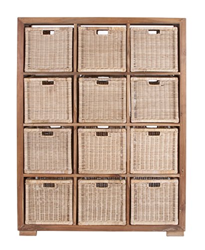 Deco 79 Wood Teak Rattan Basket, 48 by 65-Inch