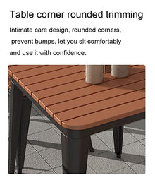 Eiwitany Outdoor Wrought Iron Plastic Wood Tables and Chairs Courtyard Terrace Milk Tea Shop Coffee Shop are Suitable for a Table and Four Chairs (Black A)