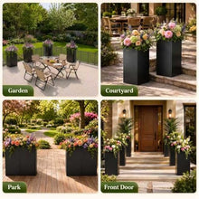 NicBex Tall Metal Square Planters Box Set of 6-24" H x 12" W Slim Black