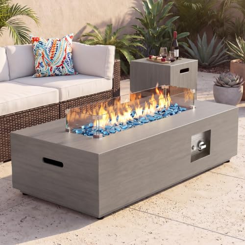 Sunpeak 42" Rectangular Outdoor Propane Fire Pit Table for Outside Patio