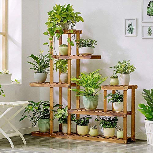 Flower Shelf Plant Solid Wood Flower Single Floor Stand Green Living Room Balcony Flower Stand Multi-Floor Indoor Wooden Plant Pot Pot Rack Accessories Display/Organizers