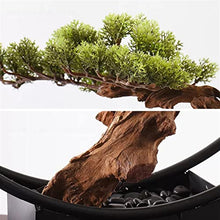 Artificial Bonsai Artificial Bonsai Tree New Chinese Style Green Simulation Welcome Pine Bonsai Tree Indoor Living Room Decor Artificial Bonsai Plant Metal Frame for Home Office