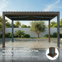 Patio Kingdom 10' x 10' Louvered Pergola Outdoor Aluminum Pergola Kit with Adjustable Roof, All-Weather Metal Gazebo with Drainage System for Patio, Deck, Garden and Backyard Shade, Brown