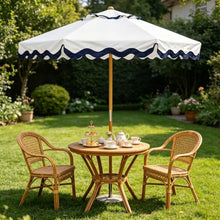 OROTLECT 8.2Ft Classic Vintage Wood Outdoor Patio Umbrella, Pulley Operated, UPF 50+ Sun Shade, For Terrace, Courtyard, Bistro, Pool And Wedding Decoration