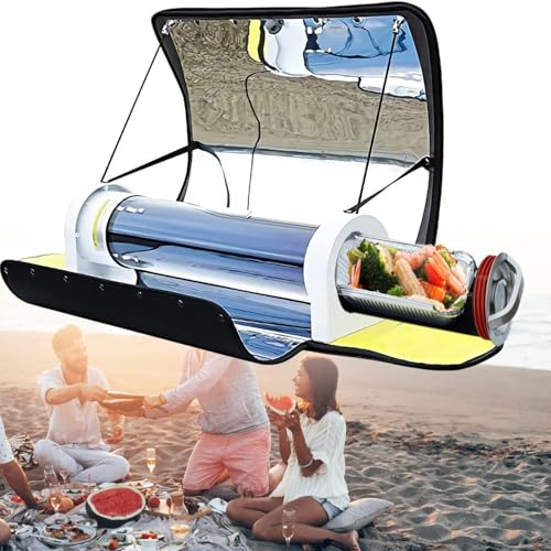 WEIZIIA Portable BBQ Grill Solar Cooker, Portable Solar Camping Oven - Outdoor Cooker with 4.5L Capacity & Built-in Thermometer, Adjustable 200°F to 450°f (93°C to 232°C) - Ideal for Camping