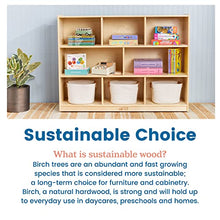 ECR4Kids 8-Compartment Mobile Storage Cabinet 36in Classroom Furniture Natural