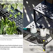 Laohucai 3 Tier Plant Stand Flower Pot Rack Garden Display Shelf Flower Pot Holder Storage Rack Heavy Duty Display Planters Organizer Indoor Outdoor for Patio Garden Balcony Patio Yard(Black)