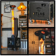 Atlas Authentic Wood Pellet Patio Heater – Smokeless Flame, Portable with Wheels, Easy Cleanout – Durable, Modern Look for Home, Garden & Camping