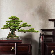 YXIANG56Q Fake Plants 28'' Simulation Plants Chinese Style Welcome Pine Micro Landscape Green Plant Indoor Bonsai Potted Home Office Living Room Hotel Porch Decor Bonsai Tree