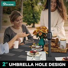 YITAHOME 37" Metal Picnic Table, Powder Coated Outdoor Picnic Table with Heavy-Duty Steel Frame, Adjustable Seats & Umbrella Hole for Yard, Patio, Lawn, Party, Black, Square