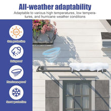 Door Awning Window Canopy with Drainage, 48x94 Inch Solid Polycarbonate Awnings for Outside, Porch, Patio, Deck, Sun Shade UV,Rain,and Snow Protection, Aluminum Alloy Bracket