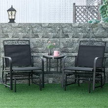 lafengyan Outdoor Glider Chair with Center Table for Patio, Backyard or Garden - Durable Steel Frame with Breathable Sling Fabric Seating