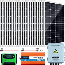 2400W 48V Solar Power System Kit for Home House Off Grid Solar Panel Kit with 20pcs 120W Rigid Monocrystalline Solar Panel, 60A PWM Charge Controller, 6 String PV Combiner Box, 3000W Inverter
