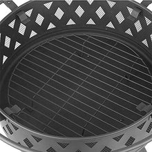 Garden Fire Pit Portable Grill Barbecue Rack Outdoor Fire Pits Bonfire Wood Burning Patio & Backyard Firepit for with Spark Screen, Fireplace Poker with Cover BBQ Cooking for Camping Backyard