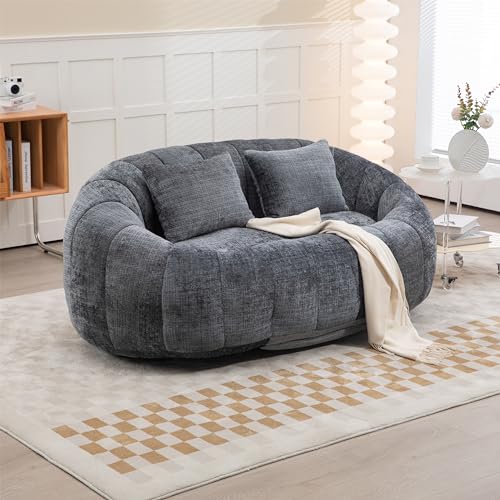 NDPQN Chenille Bean Bag Sofa High Back Lounger Grey