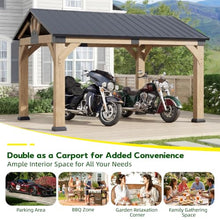 GOHONEI 10x12 ft Cedar Wood Gazebo, Hardtop Gazebo with Galvanized Steel Peak Roof, Outdoor Pavilion for Garden, Backyard, Patio, Deck