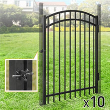 Fencer Wire Heavy Duty Arched Decorative Fence Gate, 5FT Height x 4FT Width Outdoor Fence Gate, Outdoor Anti-Rust Metal Steel Gate for Fencing Garden Barrier, with Gate Lock, Pack of 10