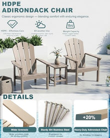 FOLAWO Adirondack Chair Set of 8, HDPE Outdoor Fire Pit Chairs, Brown