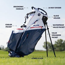 Big Max Dri Lite Hybrid Plus 14 Way Divider Golf Stand Bag White Navy Red