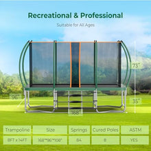 Tatub 8x14 Ft Rectangle Trampoline with Net Green