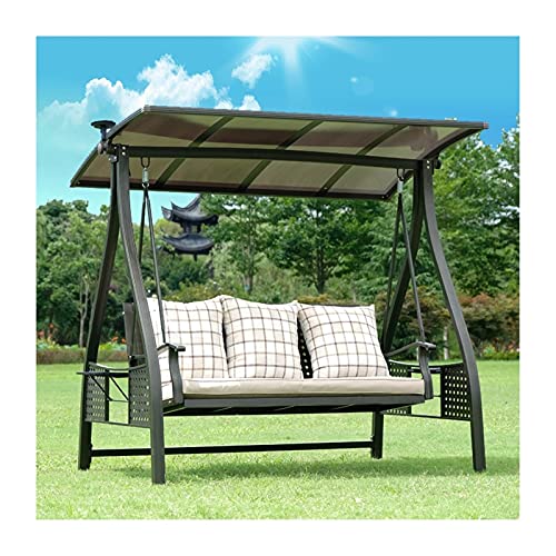 ELUKHT Creative Hotel Patio Porch Swing Glider with Stand Outdoor Swing Chairs with Adjustable Tilt Canopy, Garden Swing Lazy Daze Hammocks Swing Bench with Cushions and Pillow Garden