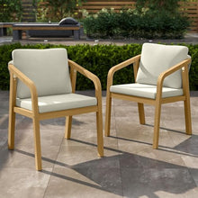 FansaFurn 6-Piece Outdoor Acacia Wood Patio Dining Chairs Beige