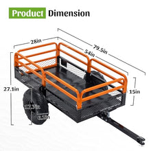 KEIKI 1500 lb Capacity Dump Cart Trailer Tow Behind, 15 Cu Ft Heavy Duty Garden Wagon with Foot Pedal Dump, Steel Utility Cart for ATV UTV Lawn Tractor Yard Hauling