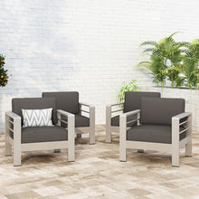Christopher Knight Home Cape Coral Outdoor Aluminum Club Chairs with Water Resistant Cushions, 4-Pcs Set, Khaki
