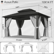 Aoxun 10Ft x 14Ft Hardtop Gazebo Aluminum Outdoor Pavilion with Netting and Curtains Gray