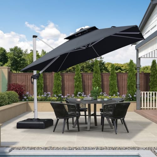 OROTLECT 10' x 10' Square Cantilever Umbrella,Gray