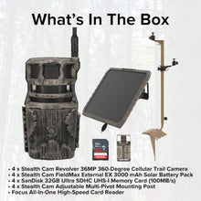 Stealth Cam Revolver 36MP 360-Degree Cellular Trail Camera Bundle with Solar Battery Pack and Accessories