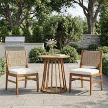 Merax Outdoor Farmhouse Acacia Wood Bistro Set of 3, Cream+Teak
