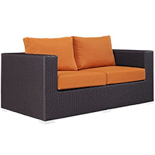 Modern Contemporary Urban Design Outdoor Patio Balcony Loveseat Sofa, Orange, Rattan