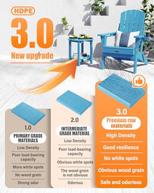 POWERWOOD Adirondack Chair with Cup Holder: Adirondack Chairs set of 4 Plastic HDPE Material Furniture - Composite Fire Pit Chairs Foldable for Outdoor/Backyard/Garden/Lawn/Deck/Porch/Patio